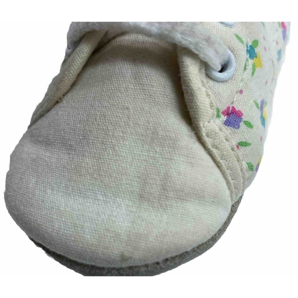 Vintage OshKosh B’Gosh Infant Baby Girls Shoes 1990’s Size 3 Cream Multicolour - Picture 12 of 12